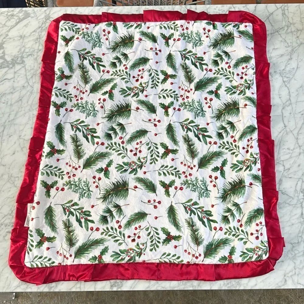 Minky Couture Winter Berry Pine Christmas Blanket Toddler Size